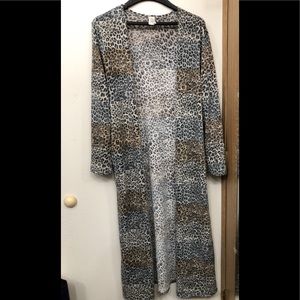 Long duster open cardigan animal print S